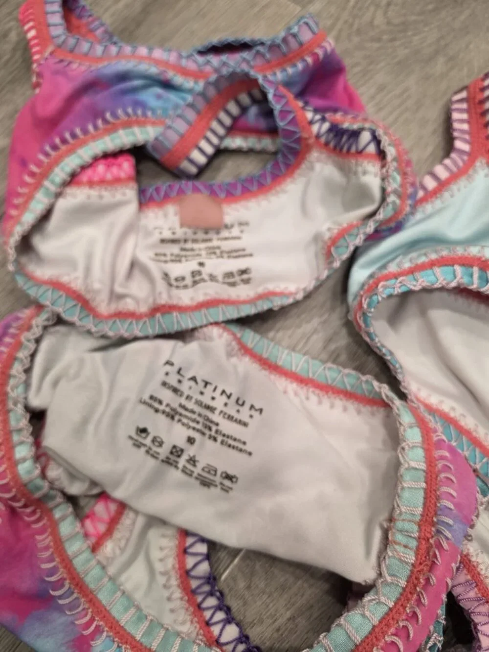 Platinum swim Two Girls Swimsuits Tie-Dye & Solid Blue Size 10 set of 2 suits